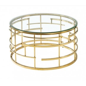 Стол журнальный SIGNAL LIVIA прозрачный/золотой, d80